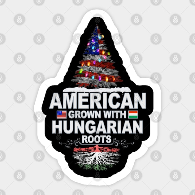 Christmas Tree  American Grown With Hungarian Roots - Gift for Hungarian From Hungary Sticker by Country Flags